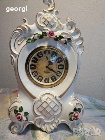немски порцеланов часовник Mercedes аларма  27/1, снимка 2 - Декорация за дома - 51392221