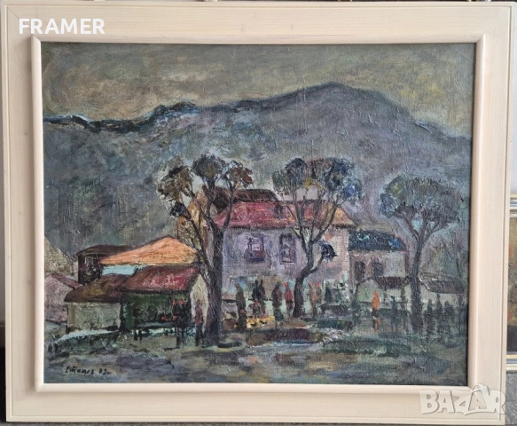 Евгени Томов 1934 - 2006 Стара София 1972 голям пейзаж масло, снимка 1