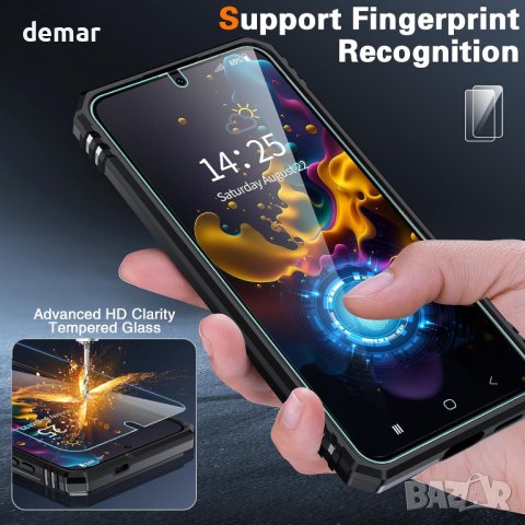 GOLDJU Калъф за Samsung Galaxy S24 с вграден плъзгащ се капак за камера и пръстен с въртяща се стойк, снимка 4 - Калъфи, кейсове - 44186100