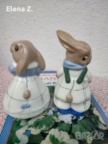 Royal Dux Czechoslovakia двойка винтидж фигурки на зайчета, снимка 2 - Колекции - 53705068