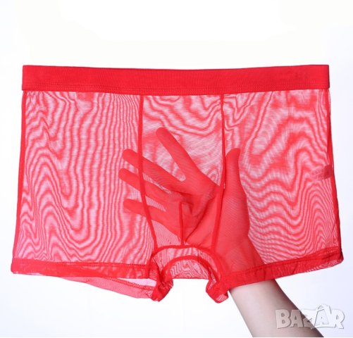 Нови червени секси  мъжки прозрачни боксерки  L, XL, снимка 1