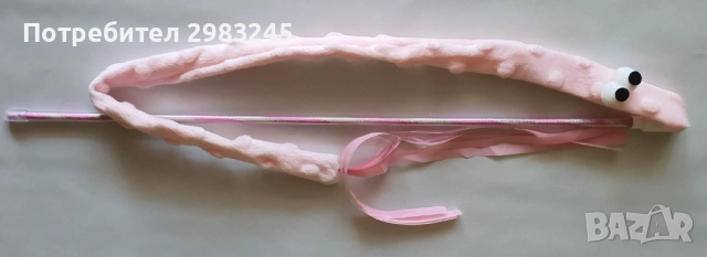 Интерактивна котешка играчка - пръчка с плюшена лента и звънче, снимка 3 - За котки - 51802812