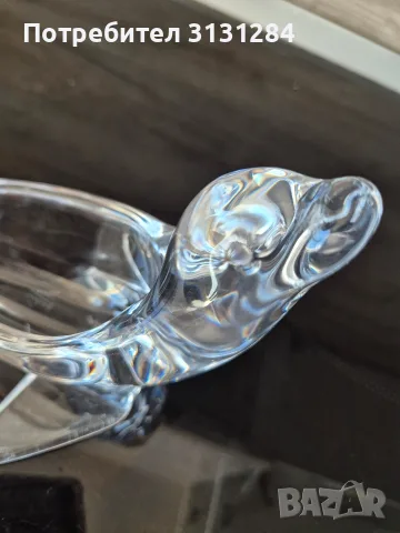 Колекционерска кристална фигура Тюлен "Cristal de Sèvres" – Франция, подпис , снимка 3 - Колекции - 55886536