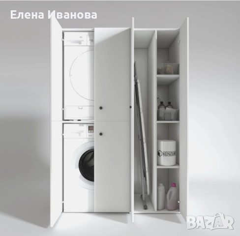 Шкаф за пералня и сушилня с място за маса гладене, снимка 2 - Шкафове - 52383875