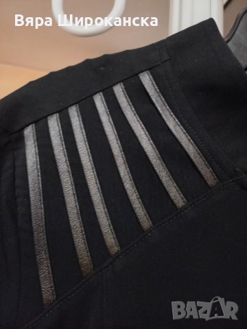 Черна официална рокля Размер М с кожена декорация на платката от „Колекция „Лукс“ на фирма SAFA. , снимка 3 - Рокли - 40523163