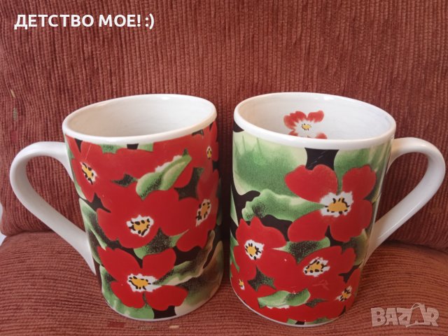 Комплект от две порцеланови чаши на цветя, снимка 3 - Чаши - 40822596