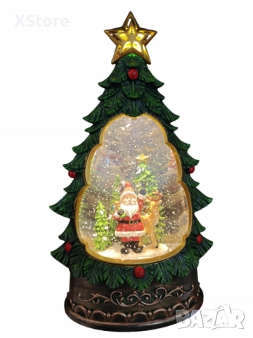 Светеща коледна елха с въртящ сняг, снимка 4 - Декорация за дома - 52437921