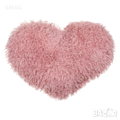 Рошава декоративна възглавница сърце розова 44x39 см_1218900, снимка 3 - Декорация за дома - 53383003