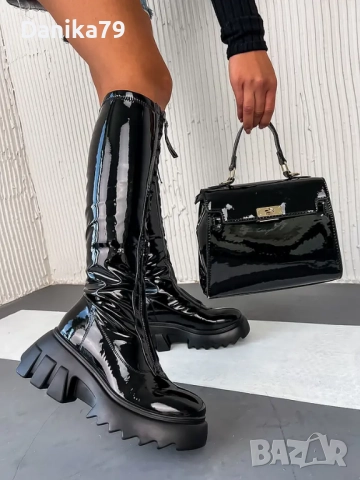 Дамски ботуши от лак, снимка 8 - Дамски ботуши - 52306081