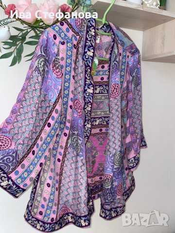 Страхотно ново с етикета  one size елегантно цветно пъстро кимоно лятна наметка , снимка 11 - Туники - 40210245