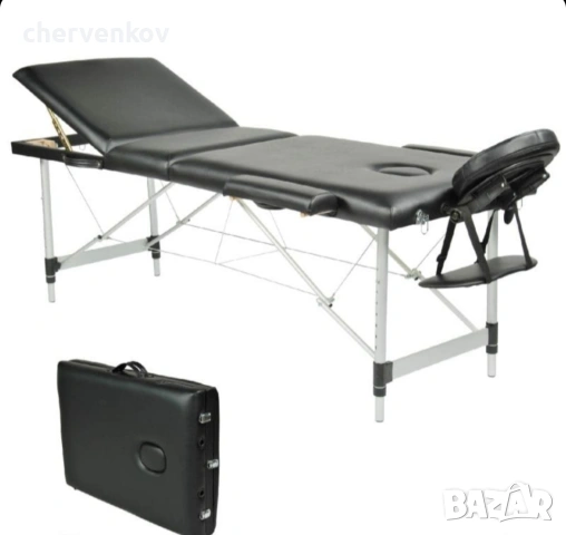 Двусекторна алуминиева козметична масажна кушетка черен бял крем цвят, снимка 4 - Кушетки - 53166088