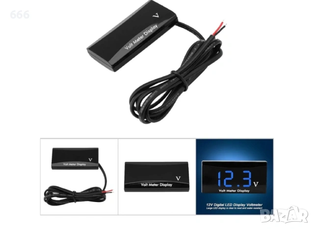 12V LED цифров волтметър за автомобили и мотоциклети, снимка 3 - Аксесоари и консумативи - 53575922