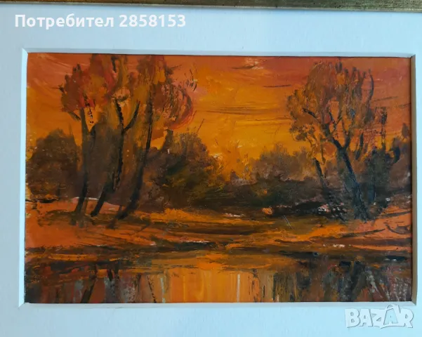 Стара картина маслени бои на картон, снимка 3 - Антикварни и старинни предмети - 48658699