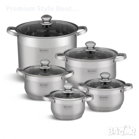 Комплект тенджери от неръждаема стомана , 10 части, Индукция, снимка 7 - Други - 53742448