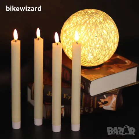 Eldnacele 6 Броя LED свещи с функция таймер мигащ пламък LED изработени от восък НОВИ, снимка 3 - Други - 50002095