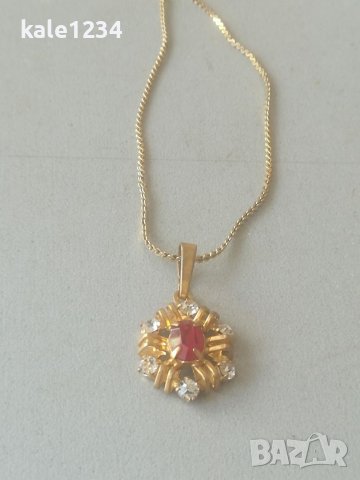 Ретро колие. Висулка. Позлата. Кристали. Бижу , снимка 5 - Колиета, медальони, синджири - 41964493