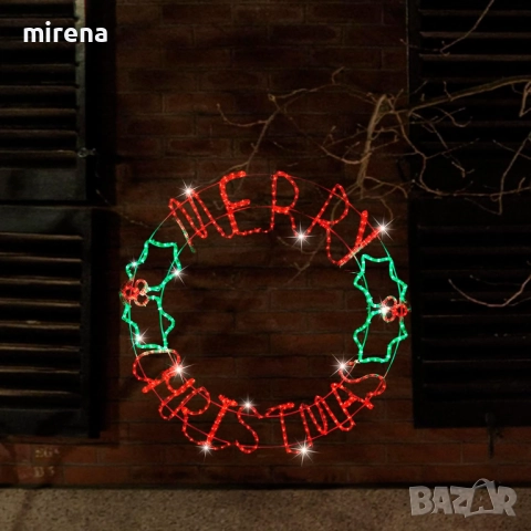 Лед Led светлинен надпис кръгла Весела коледа Merry Christmas, снимка 8 - Лед осветление - 52295262