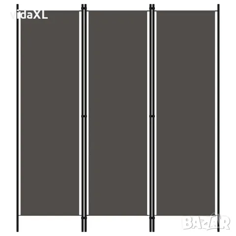 vidaXL Параван за стая, 3 панела, антрацит, 150x180 см