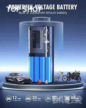 Преносим въздушен компресор за помпане на гуми-180PSI & 20000mAh преносима въздушна помпа, снимка 4 - Гедорета - 48787775