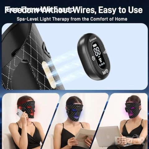 Нова маска за лице 320 LED, безжична терапия, червена/синя светлина, снимка 2 - Други - 52477928