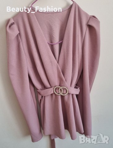 Елегантна блуза в цвят пепел от рози , снимка 3 - Блузи с дълъг ръкав и пуловери - 35679017