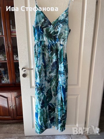 Разкошна ефирна цепка  нова елегантна ефирна дълга рокля екзотичен тропически принт номер 40, снимка 14 - Рокли - 42096016