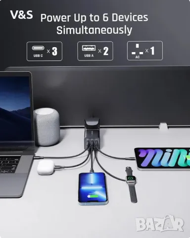 VOLTME Vito Go EzTravel захранващ разклонител, 75 W USB C захранване, GaN зарядно устройство, PD3.0,, снимка 3 - Друга електроника - 48648031