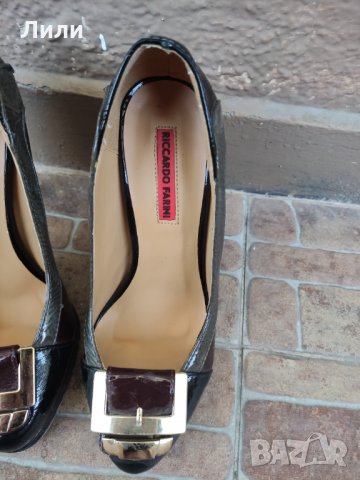 Riccardo Farini стилни кафяви,сиво и черно дамски обувки на висок ток, снимка 4 - Дамски елегантни обувки - 34590419