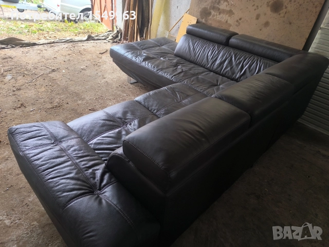 кожен диван естествена кожа , снимка 2 - Дивани и мека мебел - 52881878