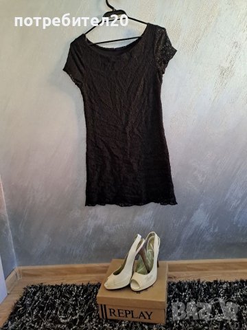 Черна дантелена рокля , снимка 1 - Рокли - 27462516