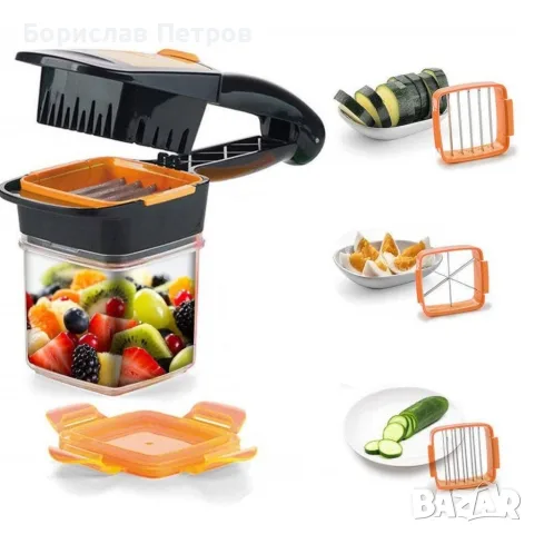 Кухненско, мултифункционално ренде за плодове и зеленчуци 5 в 1 Genius Nicer Dicer, снимка 16 - Аксесоари за кухня - 56008314