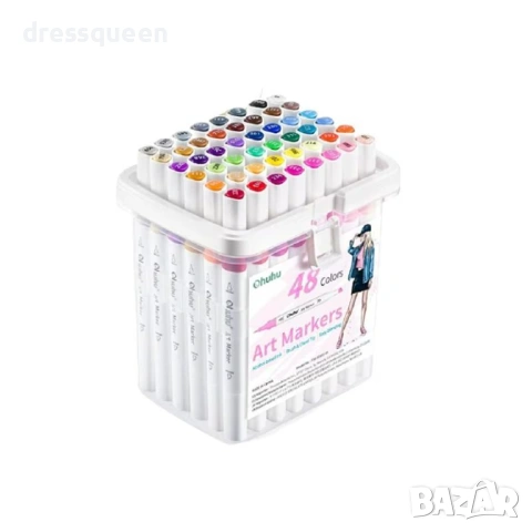 4724 Комплект професионални маркер-писалки с двоен връх и луксозна PVC кутия за организиране, снимка 2 - Рисуване и оцветяване - 53778405