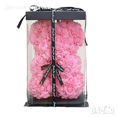 Мече от рози в подаръчна кутия 25, 40см, снимка 2 - Романтични подаръци - 48787399
