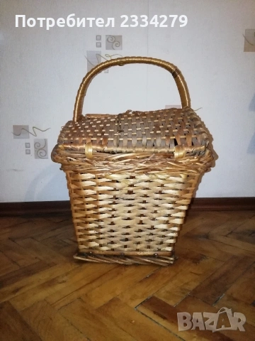 Плетена кошница за пикник, стара ръчна изработка-изплетена. 