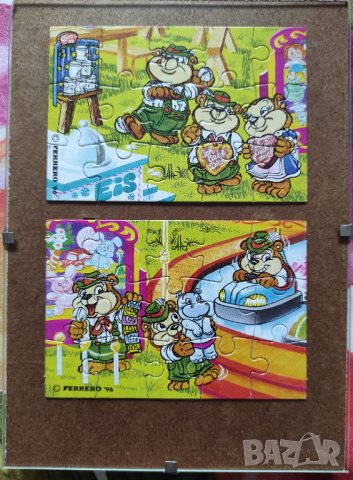 2 пъзела puzzles Ferrero 1996 от шоколадови яйца в рамка, снимка 1