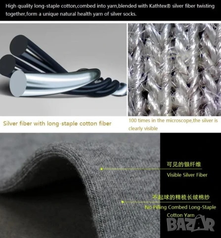 Ag+ Електромагнитна Защита Анти-Електростатични Заземяващи Чорапи Антибактериални Сребърни Нишки EMP, снимка 6 - Други - 51042081