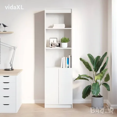vidaXL Висок шкаф, бял, 50x35x180 cм инженерно дърво, снимка 3 - Бюфети - 56147044