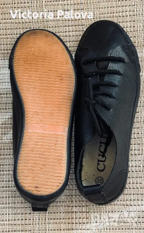Дамски / Детски черни кожени кецове Cucu Fashion (Barefoot) - Размер 35, снимка 14 - Кецове - 56058144