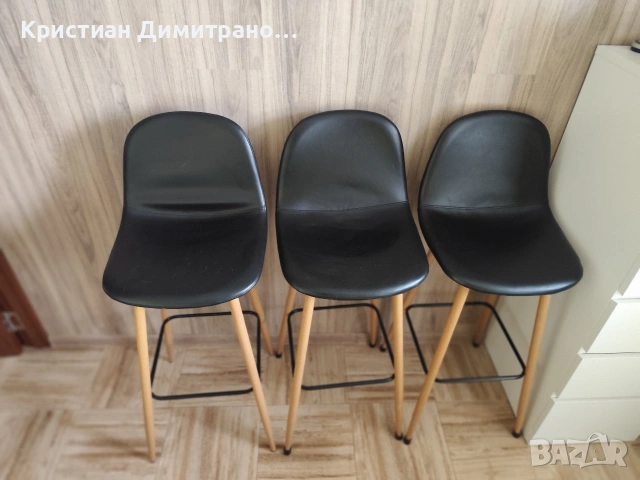 бар столове черна кожа
