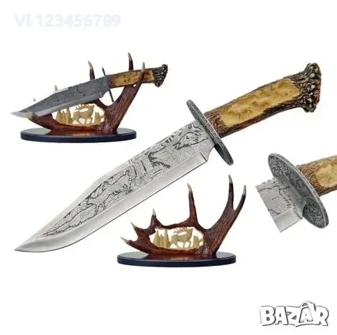 Гравиран декоративен ловен нож (ЕЛЕН) 23 х 38см