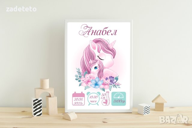 Бебешка визитка с еднорог