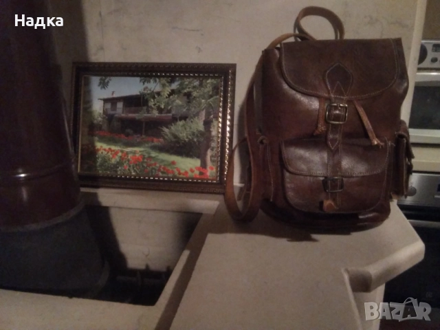 Винтидж раница от естествена 100%телешка кожа в кафяво, снимка 8 - Раници - 52817941