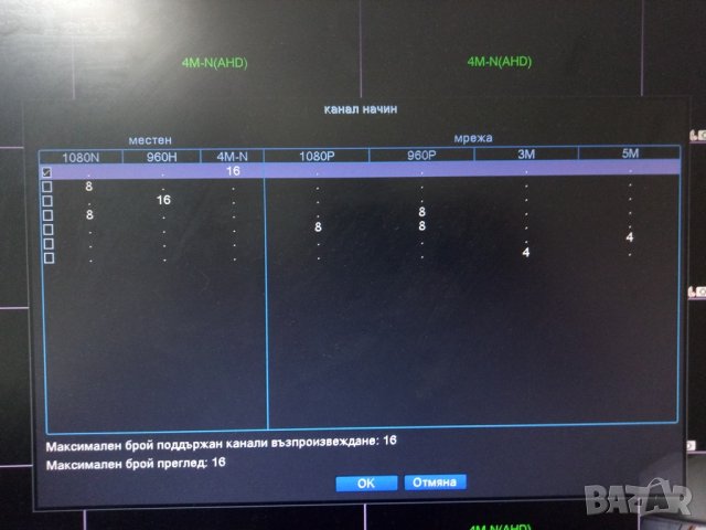 6-в-1 Мултихибриден 16 Канален 4M-N Hexaplex XVR DVR за AHD CVI TVI XVI IP CVBS 4MPx 3MPx 2MP Камери, снимка 17 - Комплекти за видеонаблюдение - 41501996