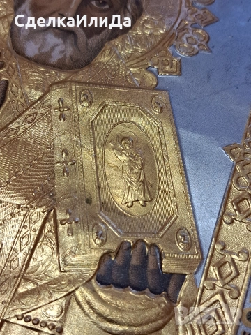 Икона св. Николай Чудотворец 1897г Московска Хромолитография , снимка 4 - Антикварни и старинни предмети - 52640752