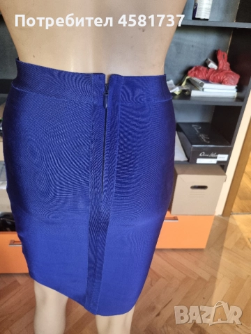 Бандажна права пола в кобалтово синьо, снимка 4 - Поли - 51799397