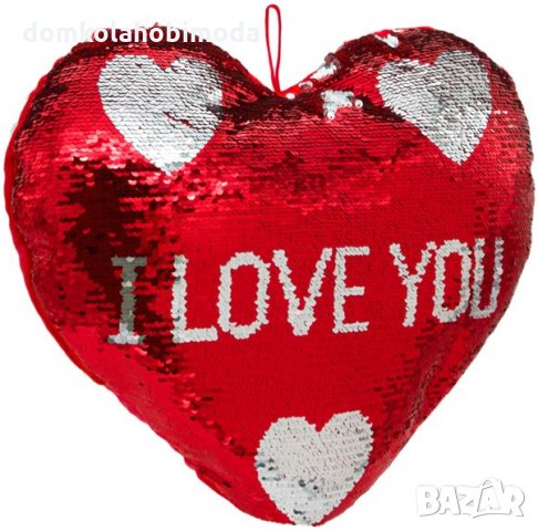 Плюшено сърце с пайети, 39х8х37 см