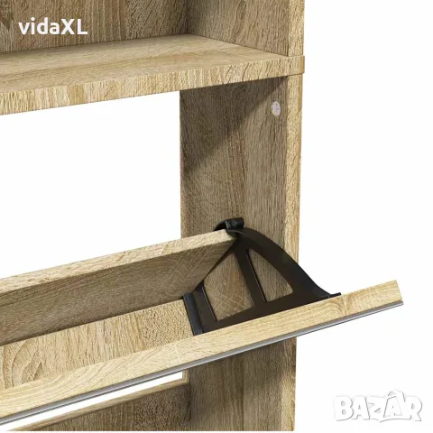 vidaXL Шкаф за обувки 4 нива с огледала, дъб, 63x17x134 cм, снимка 7 - Шкафове - 56146408