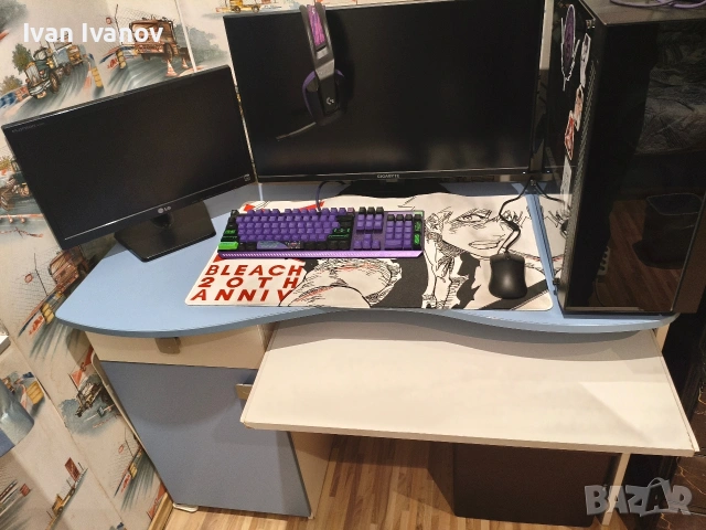 Детско двуетажно легло, ъглов гардероб и бюро с подвижна поставка за компютър, снимка 9 - Спални и легла - 53734960