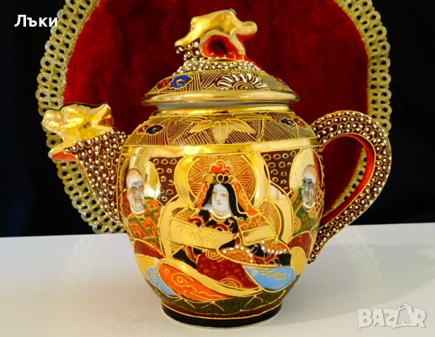 Кана японски порцелан Satsuma,Дракон,злато,500 мл. 