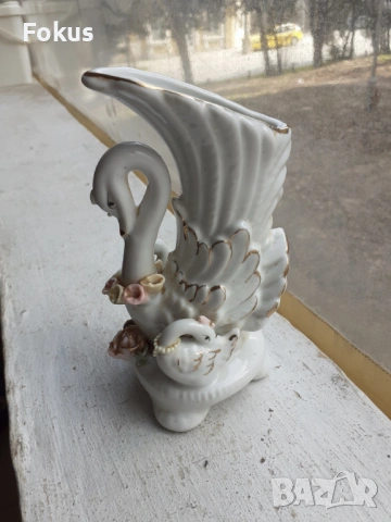 Стара порцеланова каничка лебед фигура статуетка Порцелан, снимка 2 - Антикварни и старинни предмети - 53431376